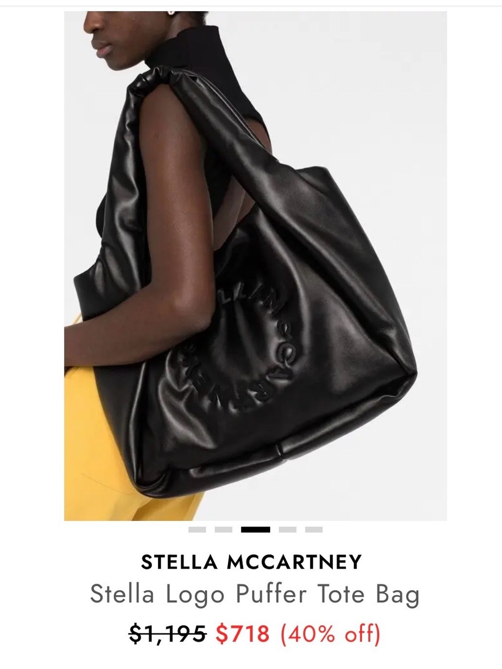 Stella McCartney Black Padded Circular Logo Shoulder Bag - Picture 3 of 16